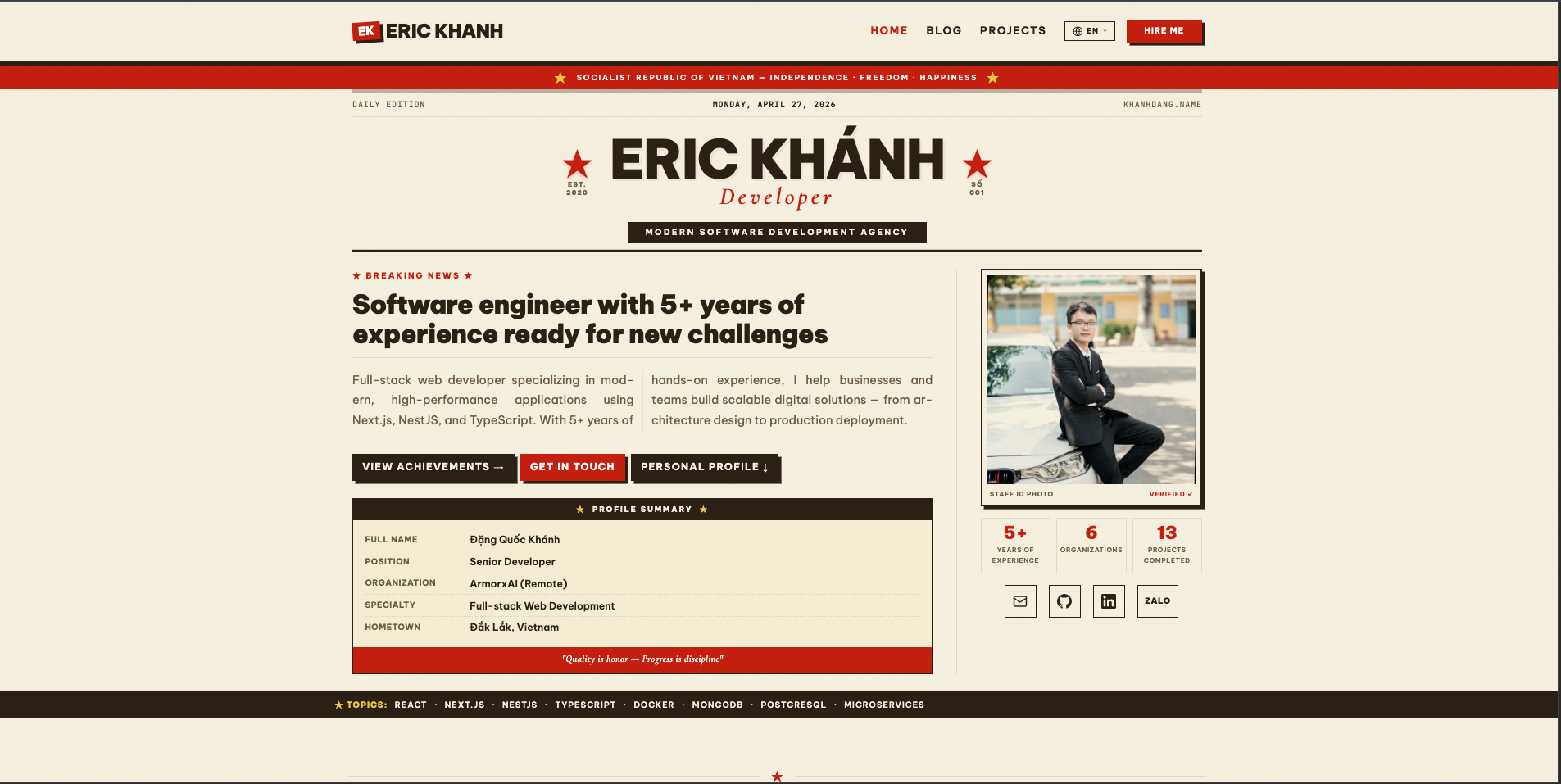 Eric Khanh – Personal Portfolio