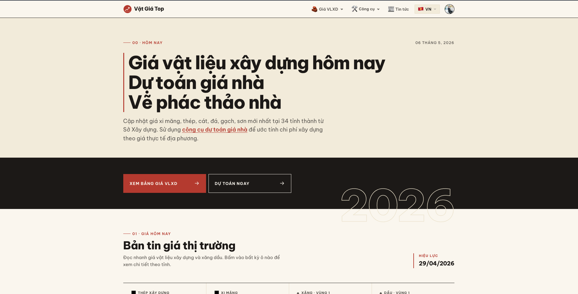 Vật Giá Top – So sánh giá vật liệu xây dựng